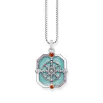 Thomas Sabo PE961-340-7 Silberner Kettenanhänger Wheel of Karma + Zirkonia Damen