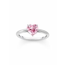 Thomas Sabo TR2476-051-9-54 Silberner Ring mit Pinkfarbenem Stein in Herzform Damen